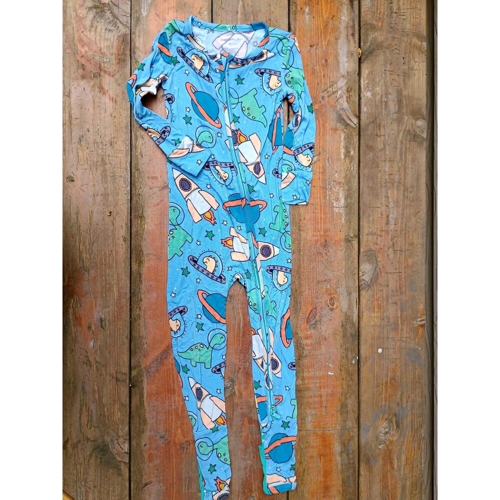 Posh Peanut Dinos In Space 2T Optional Footie Pajamas Sleeper